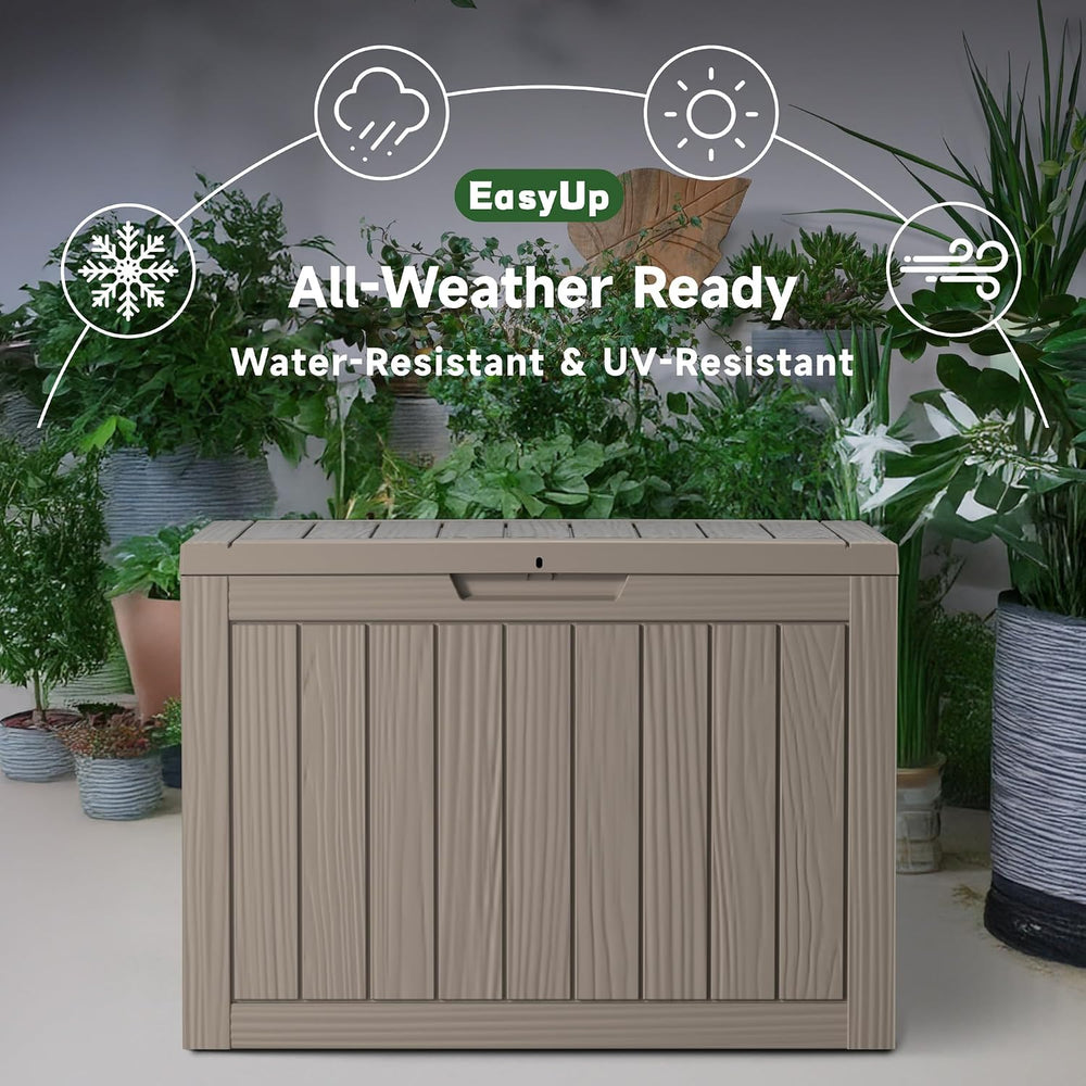 EasyUp 60 Gal Outdoor Storage Box Waterproof Lockable Resin Deck Box