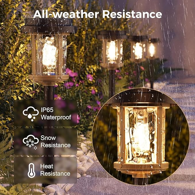 XMCOSY+ Solar Pathway Lights Outdoor, 6 Pack Solar Powered Garden Lights, 20 ...