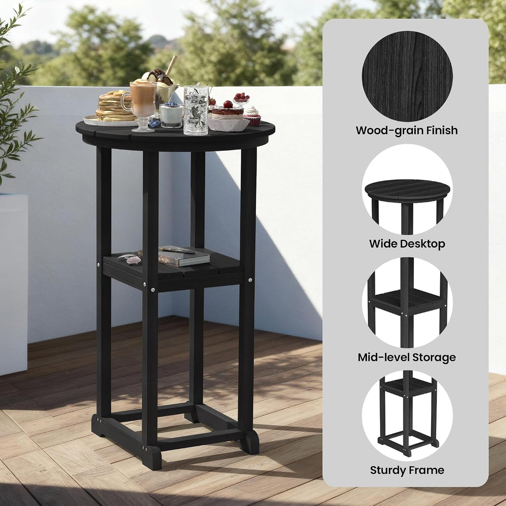 Ciokea Outdoor High Top Bar Set of 3, Space-Saving Bistro Table and Chairs, A...