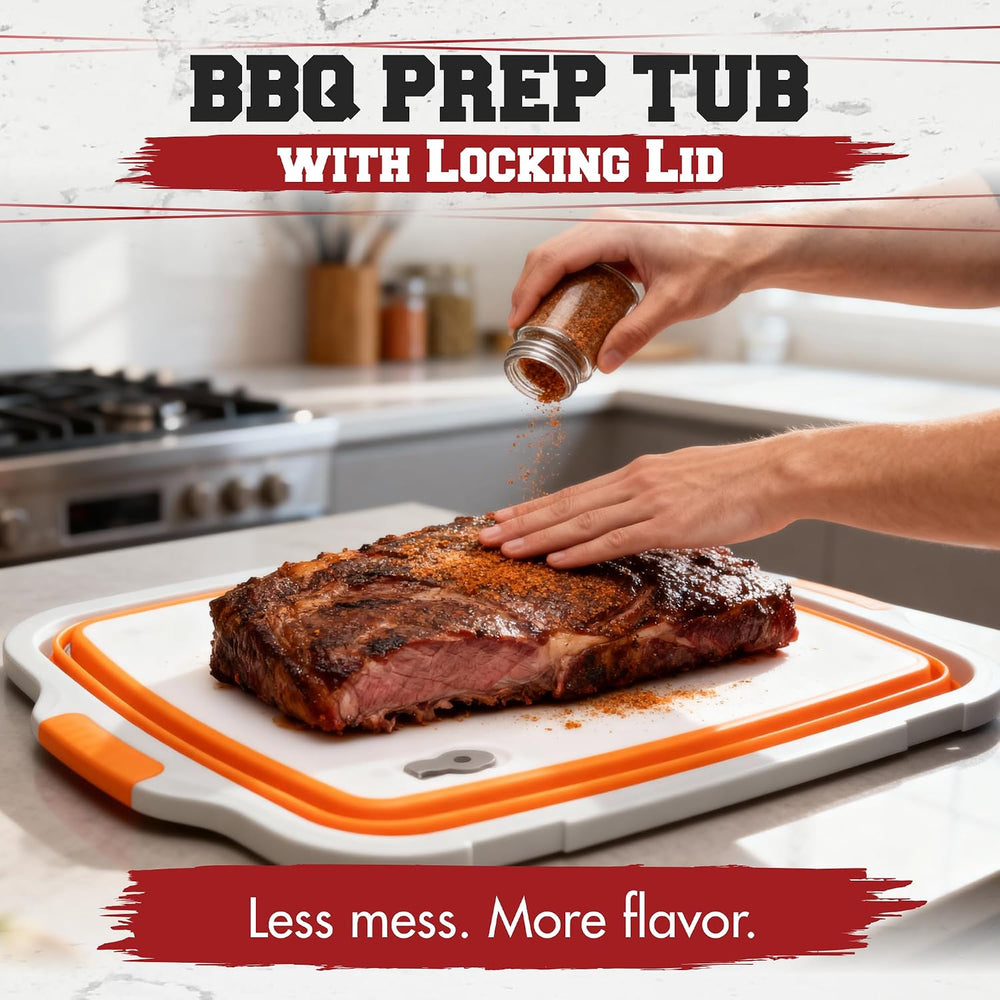 Collapsible XL Smoker & BBQ Prep Tub with Locking Lid | Includes Cutting ...