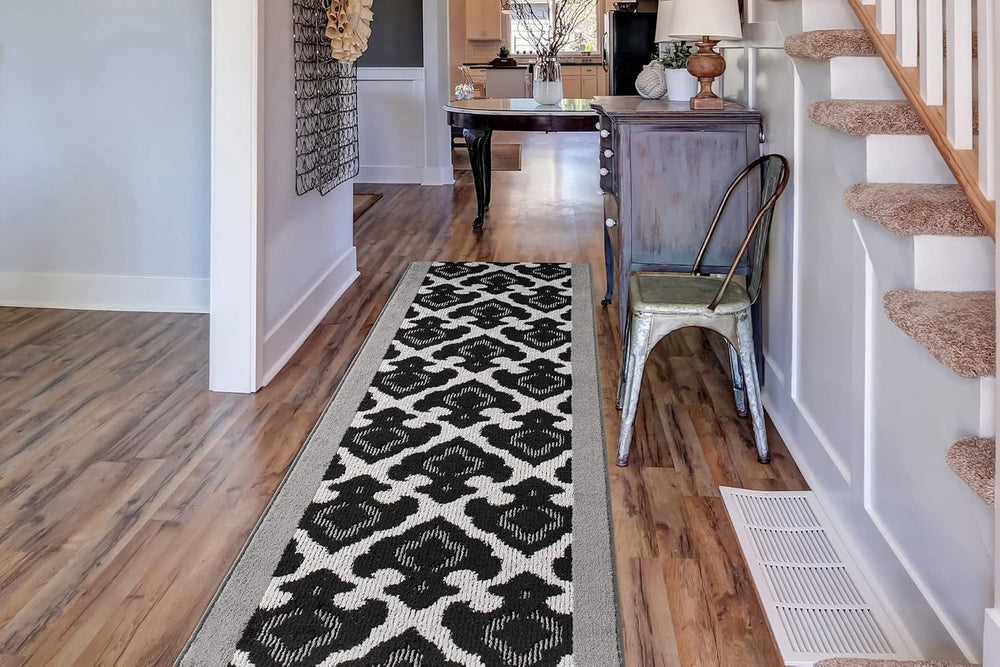 Custom Length Cut to Size Fleur de Lis Inspired Carpet Runner Rug for Hallway...