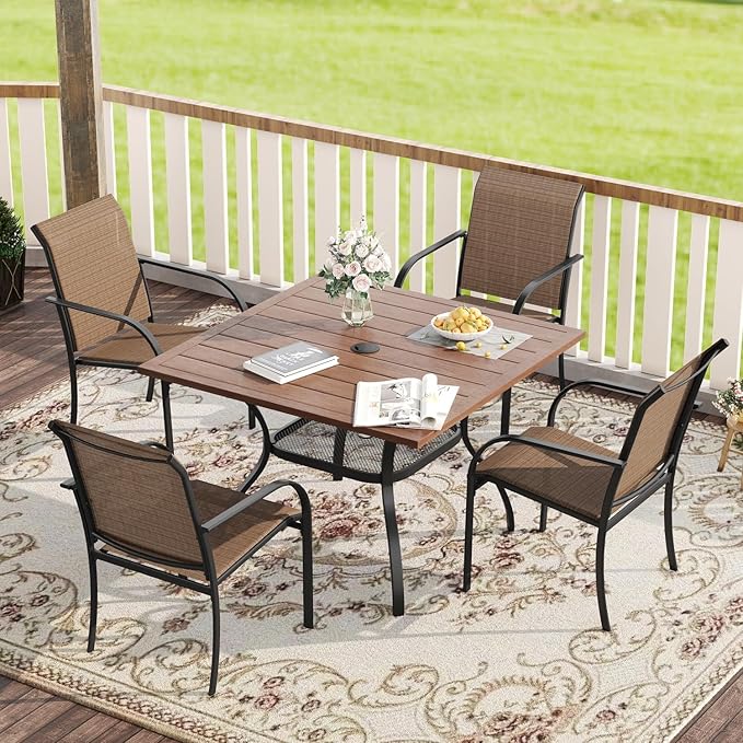 VICLLAX 5 Pieces Patio Dining Set, Outdoor Furniture Set Includes 37.8" ...