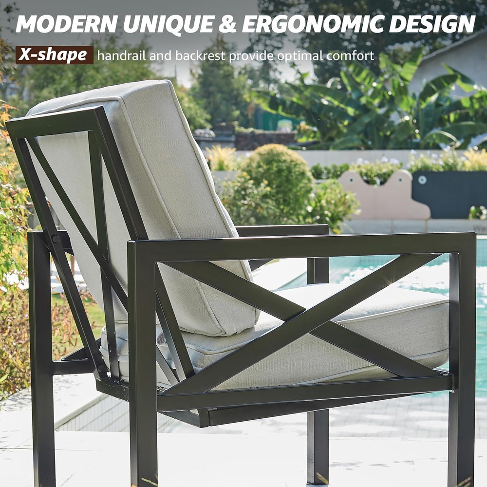 4 Piece Patio Furniture Set Metal Patio Conversation Set, 5.5"Cushion Grey