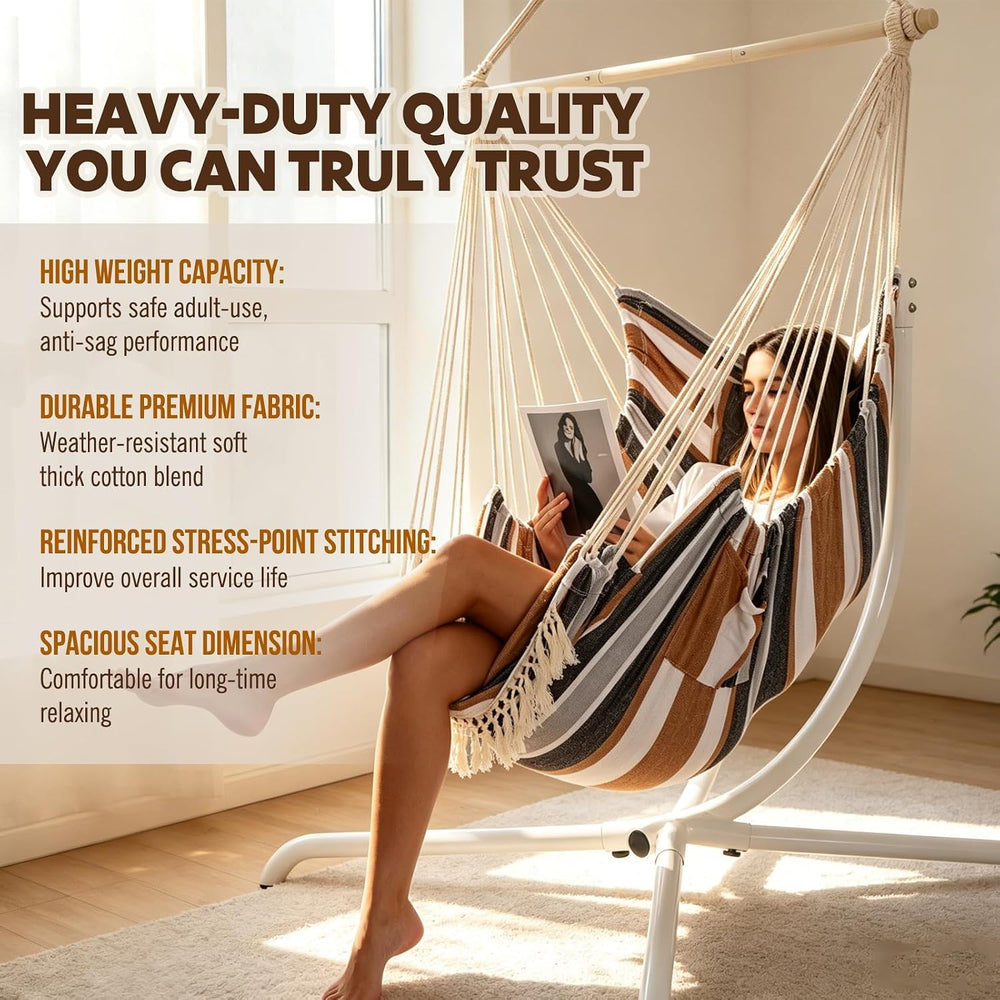 Chihee Hammock Chair Foot Rest 2 Cushions Max 500 lb Metal Spreader Bar