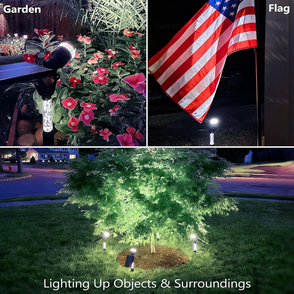 DenicMic Solar Spot Lights Outdoor Waterproof White Lens LED 4 Pack | Adjusta...