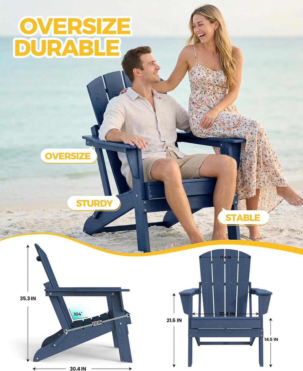 EcoVidaOutdoors Adirondack Chair Set of 4, HDPE Outdoor Chair, Navy