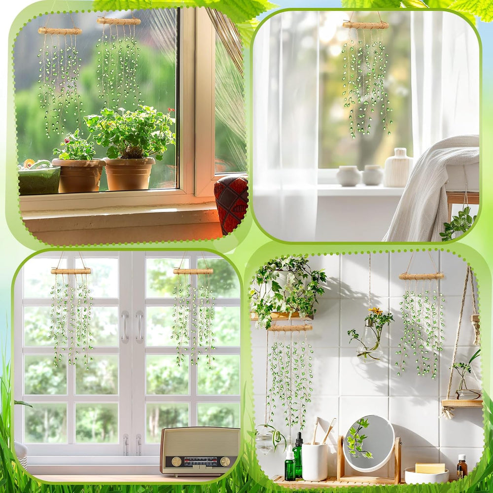 Suncalla 2 Pcs Green Plants Crystal Suncatchers Window Garden Decor