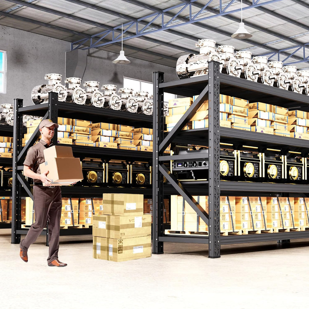 79" W Metal Storage Shelves,4 Tier Adjustable Heavy Duty Garage Shelving...