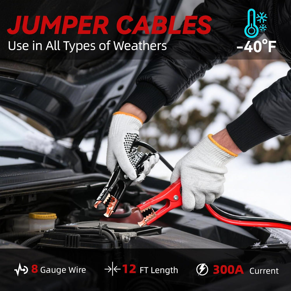 Car Emergency Safety Kit Bag with Portable Air Compressor, Jumper Cables,Firs...