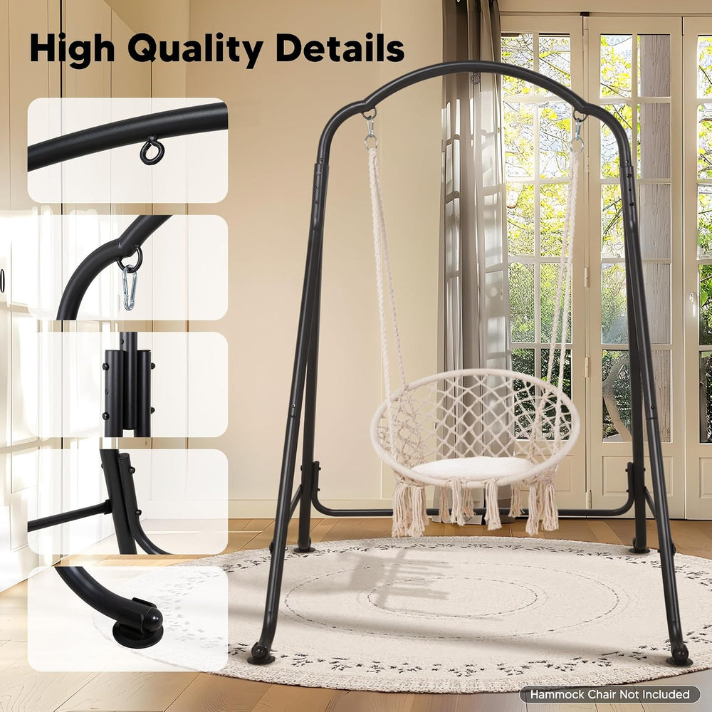 SUNCREAT Hammock Chair Stand, Heavy-Duty Steel Swing Stand, Patented, Black
