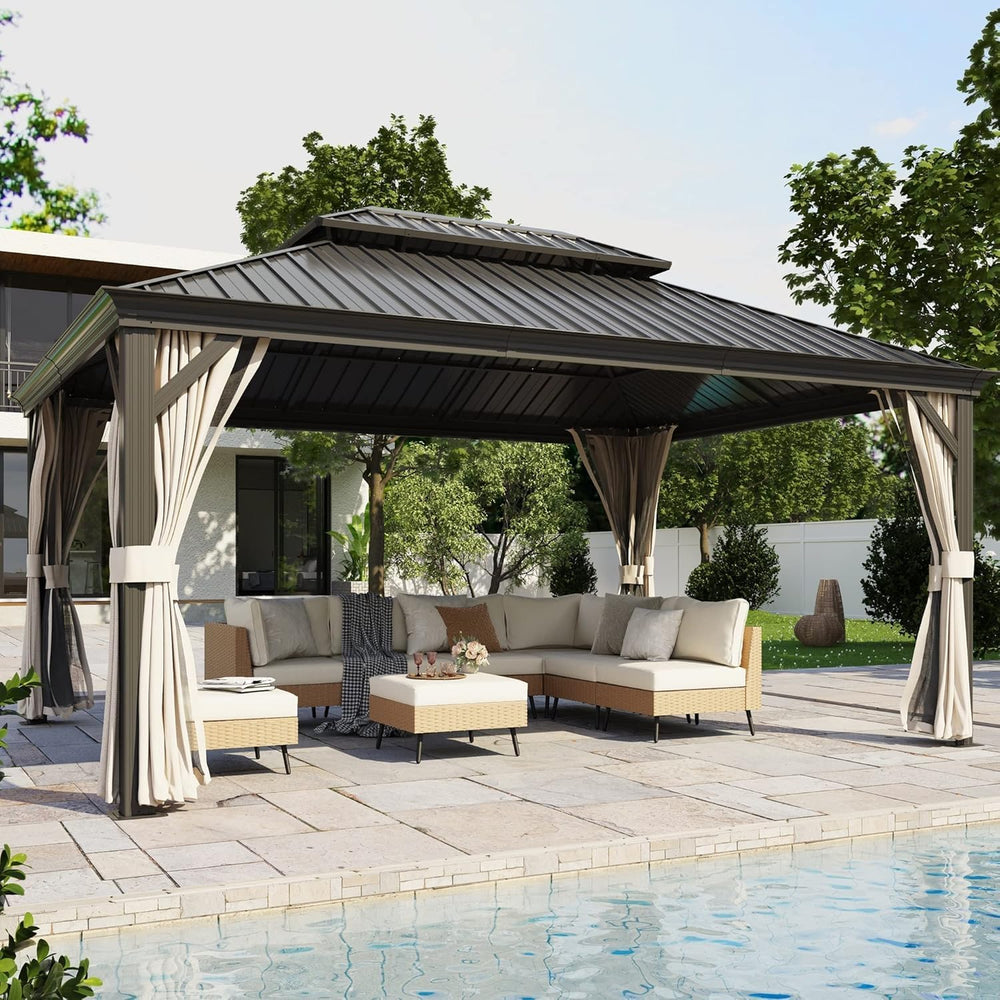 LAUSAINT HOME Outdoor Hardtop Gazebo for Patios 12x16ft, Permanent Heavy Duty...