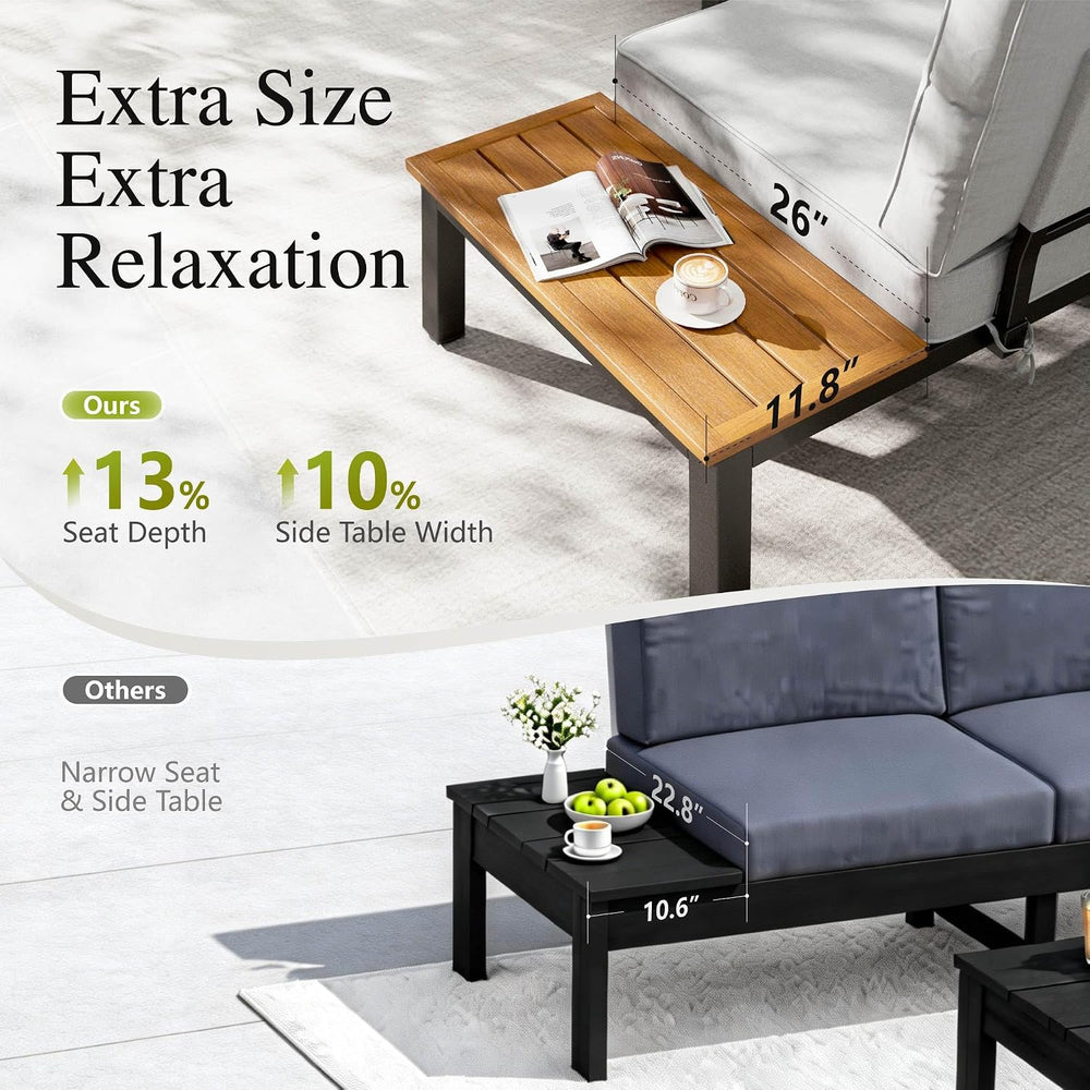 Sophia & William 4 Piece Metal Outdoor Sectional Sofa with Cushion