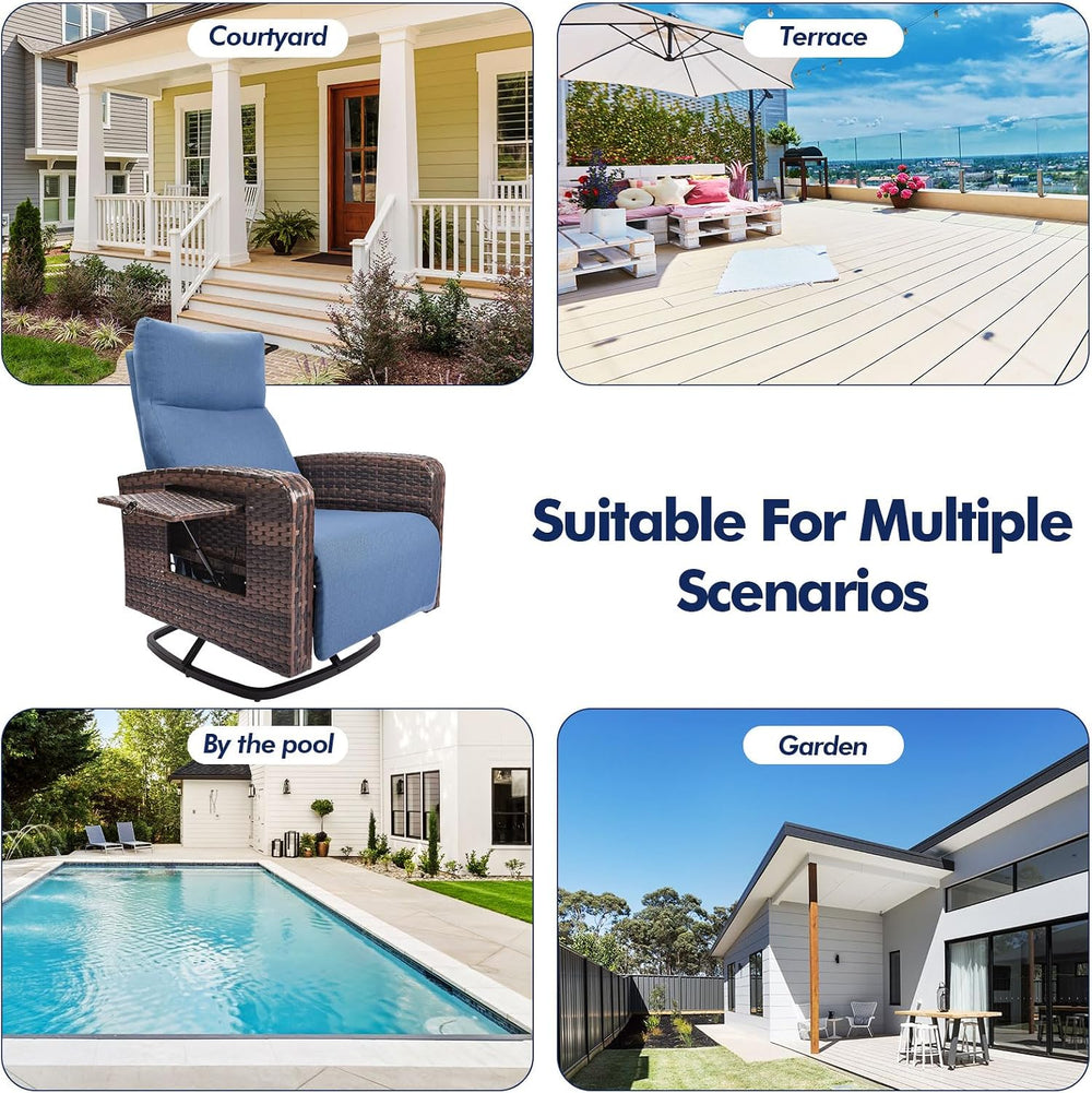 ZZW Outdoor Recliner Chair, Wicker Patio Recliners with Adjustable Backrest a...