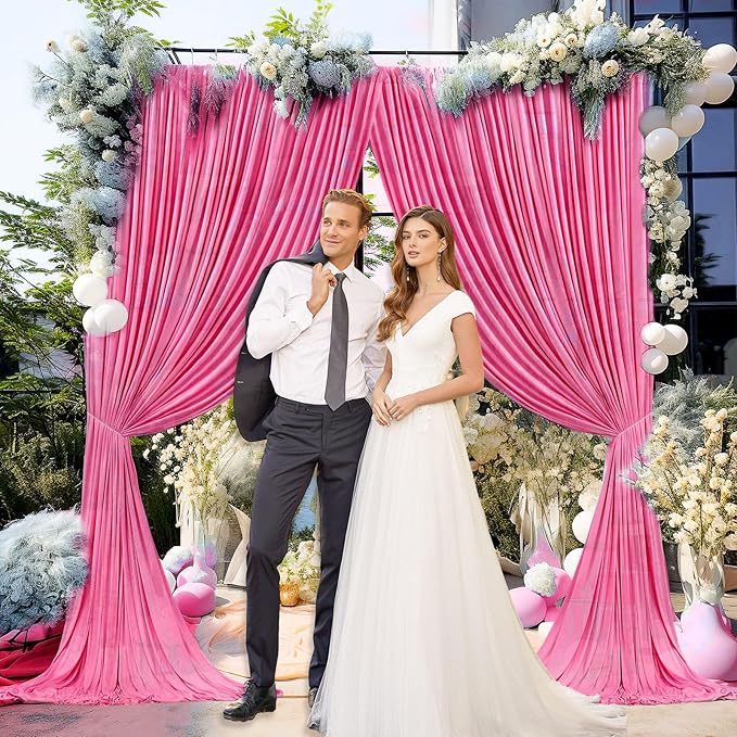 10 x 7 Feet Pink B Backdrop Curtain for Partie, Background Curtains for Photo...