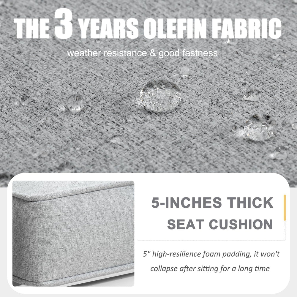 Aluminum Patio Couch Sofa, All-Weather Metal Modern 3 Seater Outdoor Sofa wit...