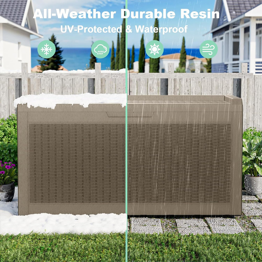 DRATO 60 Gallon Deck Box, Waterproof Resin Large Outdoor Storgae Box for Pati...