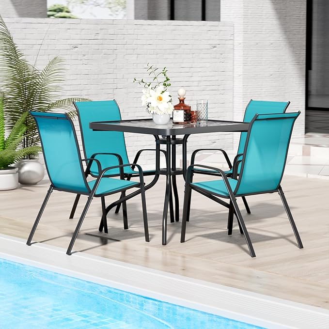 TLSUNNY Patio Dining Set 5 Pieces, All Weather Outdoor Furniture W/30"X ...