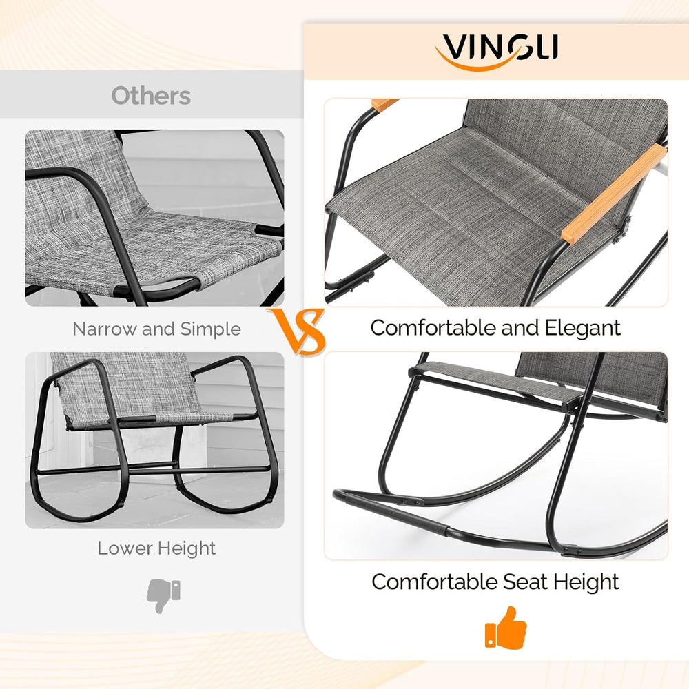 VINGLI Outdoor Rocking Chair, Textilene Mesh Patio Rocker, Outdoor Rocker wit...