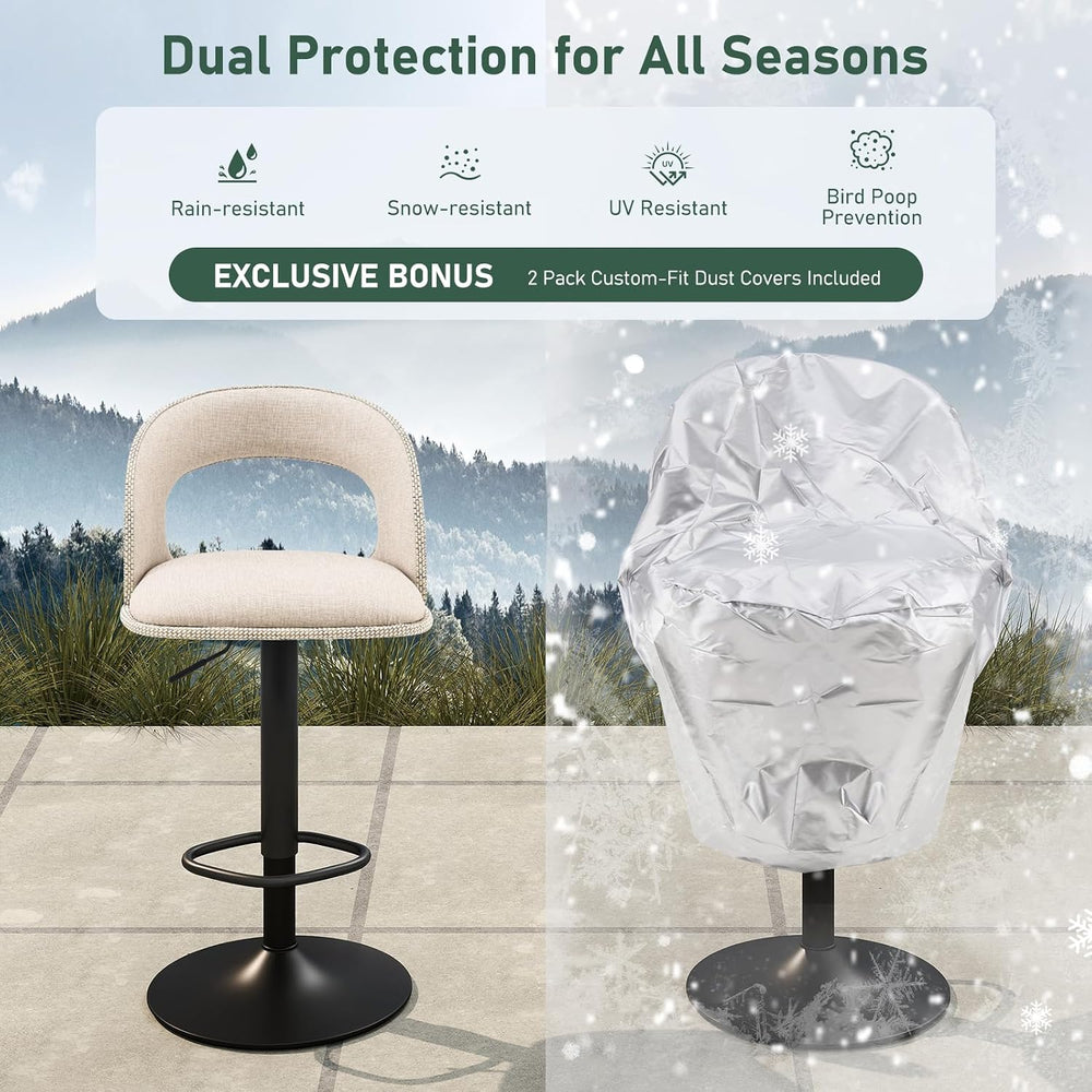 Furnimart Outdoor Bar Stools Set of 6 with Covers Waterproof, Adjustable Pati...