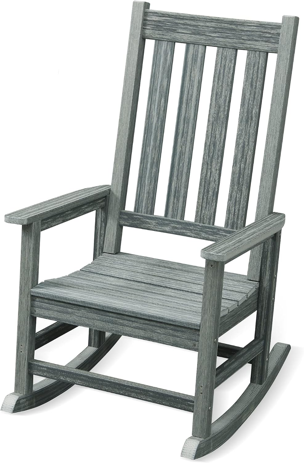 Oversized Outdoor Rocking Chair, Porch Rocker with High Back, Grey