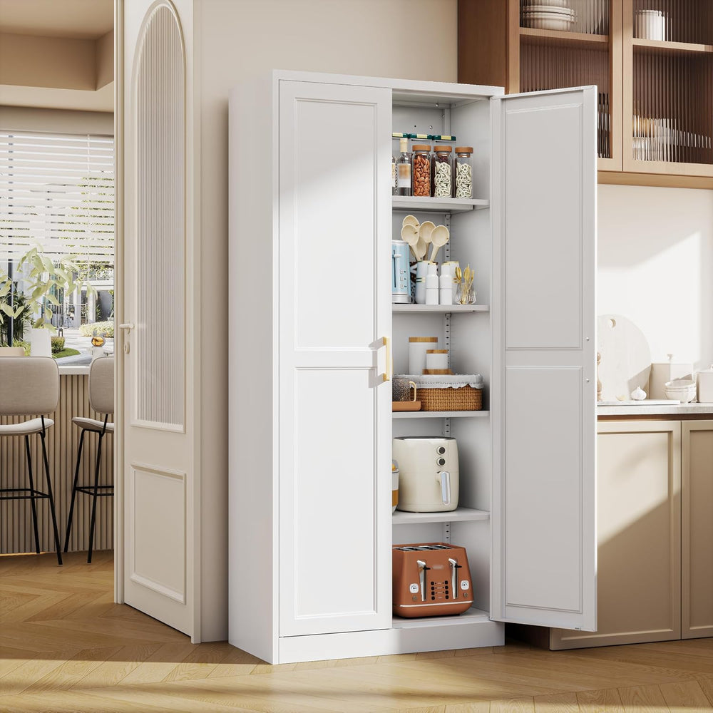 71" Tall Metal Kitchen Pantry Cabinet, Storage Cabinet with Doors