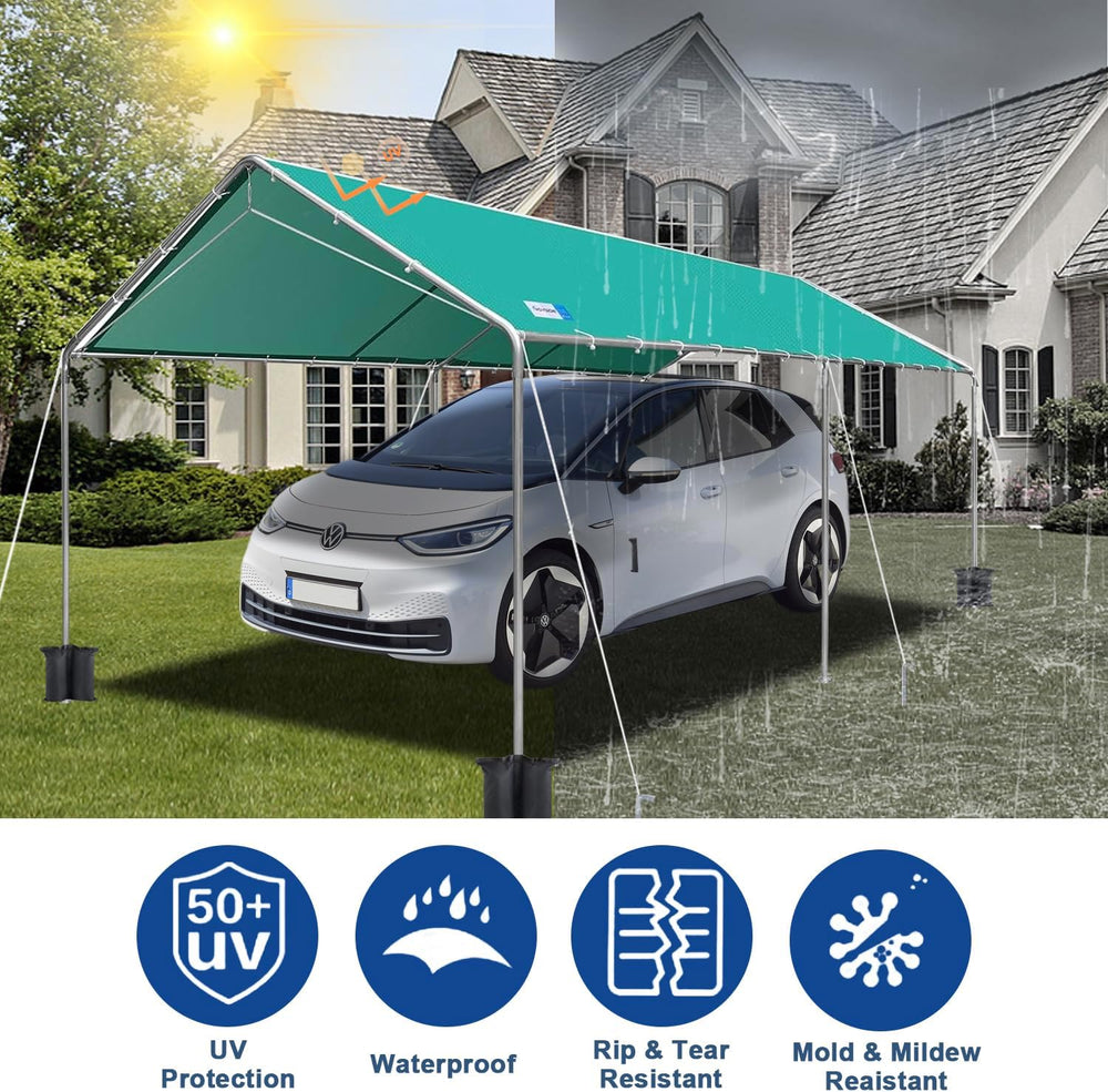 10x20 ft Heavy Duty Car Canopy Galvanized Frame Carport Outdoor Party Tent Bo...