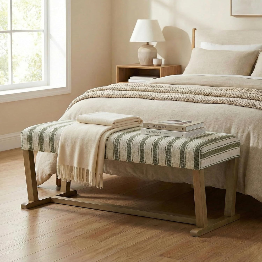 VKNOW 41.3'' Upholstered Entryway Bench, End of Bed Bench with Cushion