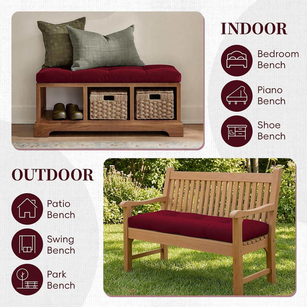 Bench Cushion for Indoor/Outdoor Furniture, Waterproof Patio Bench Seat Cushi...