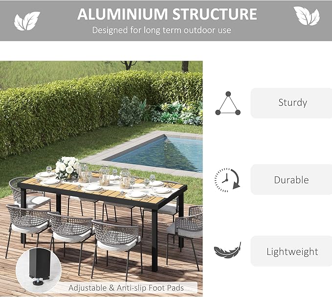 Outsunny 75" x 35" Outdoor Dining Table for 8 People, Rectangular A...