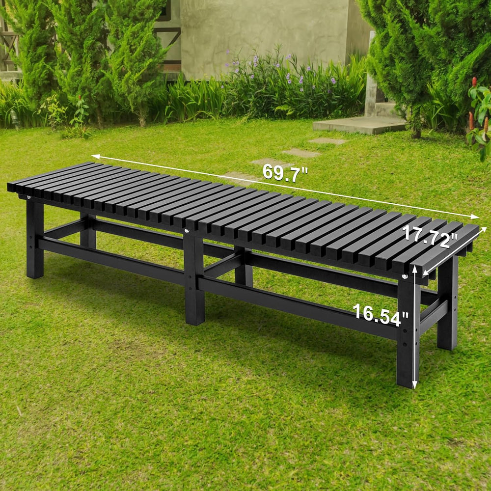TECSPACE 70 Inches Aluminum Outdoor Weatherproof Bench Backless, 550 LBS Bear...