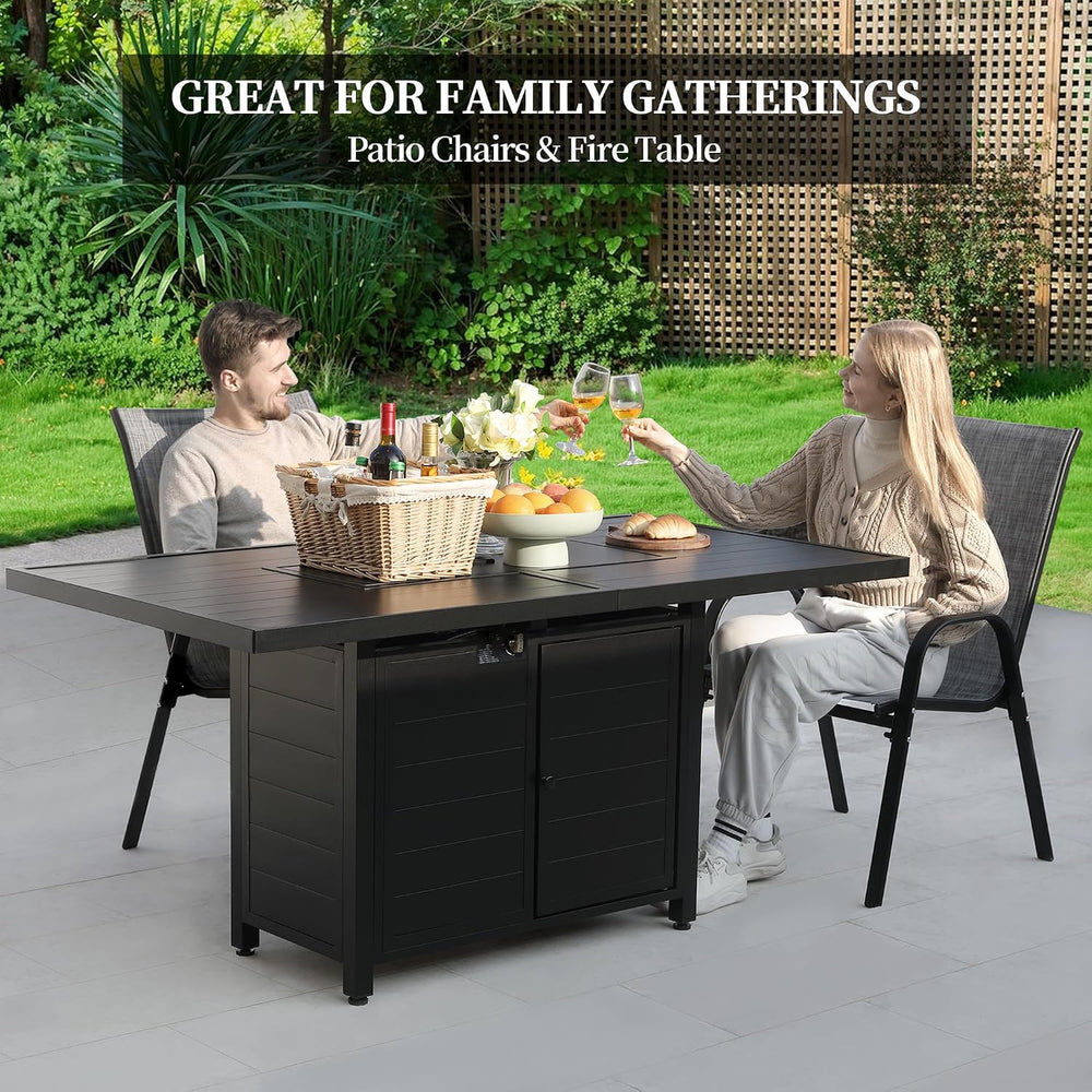 7 Pcs Outdoor Furniture Set w/ 60" Firepit and 6 Pieces Patio Chairs, 50...
