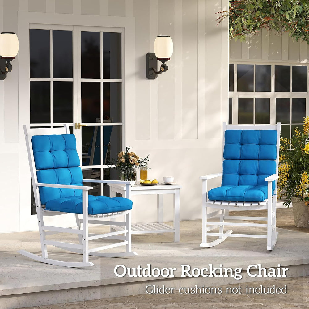 Outsunny Outdoor Rocking Chair Set of 2 High Density Wooden Rockers White