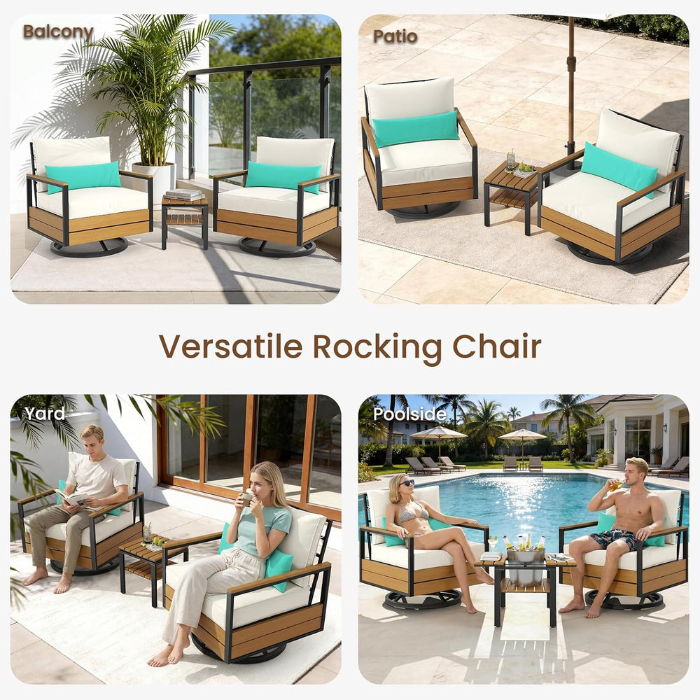 Sikaic 3 Piece Patio Bistro Set, Outdoor Furniture Set, White