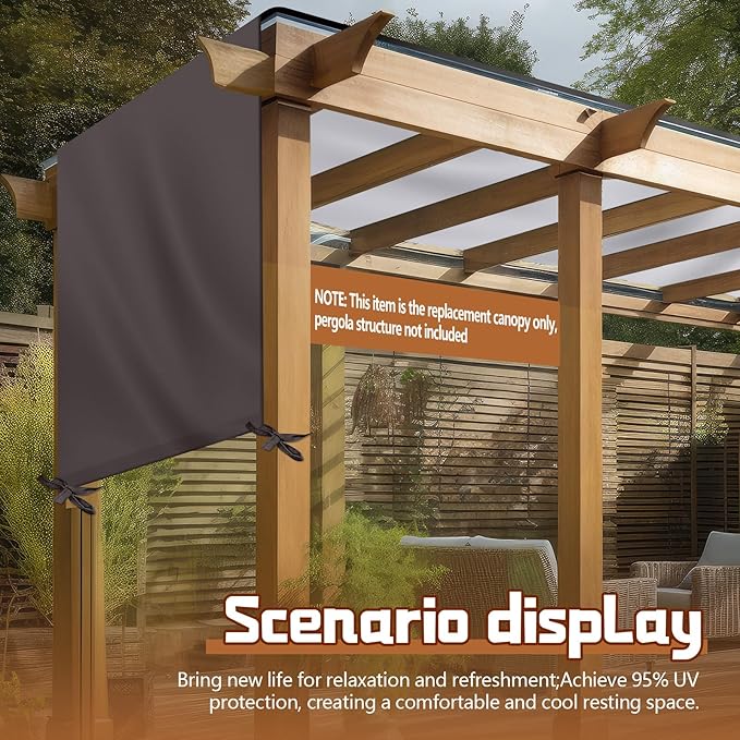 Universal Pergola Replacement Canopy Outdoor Canopy Shade Cover Waterproof Sh...