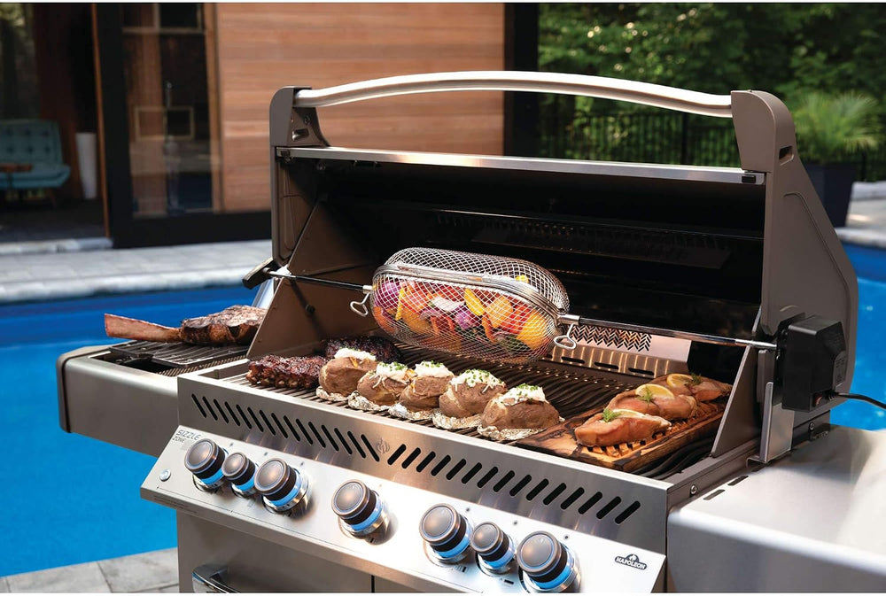 Napoleon Rotisserie Grill Basket - Stainless Steel, Fits Standard Spit Rods, ...