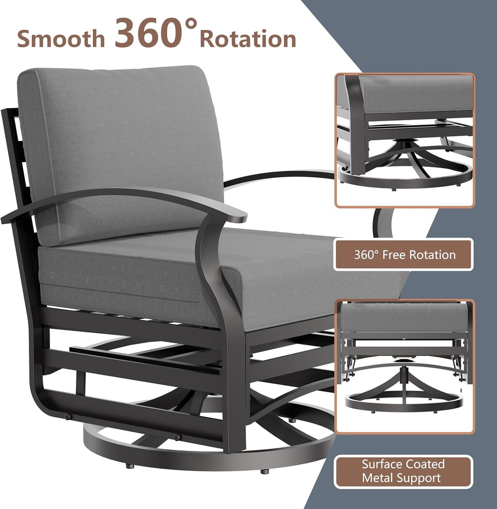 Aluminum Outdoor Patio Furniture Set,5 Pieces 5 Seats Metal Patio Sectional F...