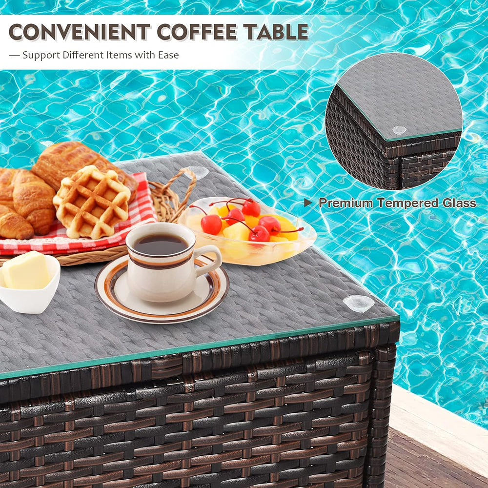 Tangkula Patio Furniture Set 3 Piece, Outdoor Wicker Rattan Conversation Set ...