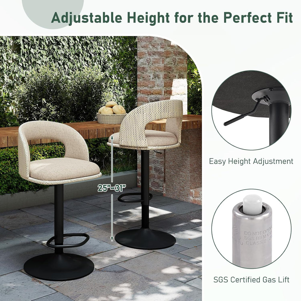 Furnimart Outdoor Bar Stools Set of 6 with Covers Waterproof, Adjustable Pati...