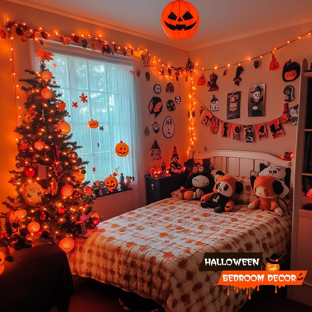 JMEXSUSS 500 LED Halloween Lights Outdoor, Orange String Lights Plug in