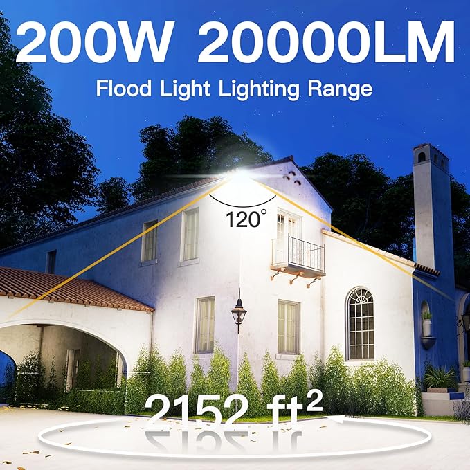 2 Pack LED Flood Lights Outdoor, 200W 20000LM Super Bright Floodlight Outside...