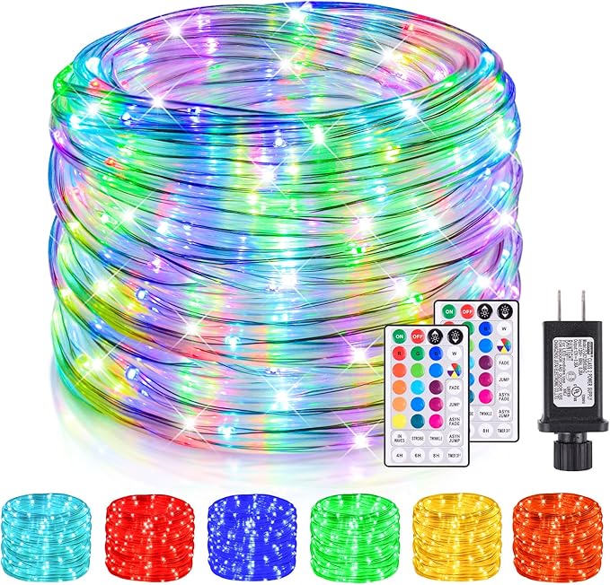 99Ft LED Rope Lights Outdoor, 18 Colors Changing Fairy String Light Plug in w...