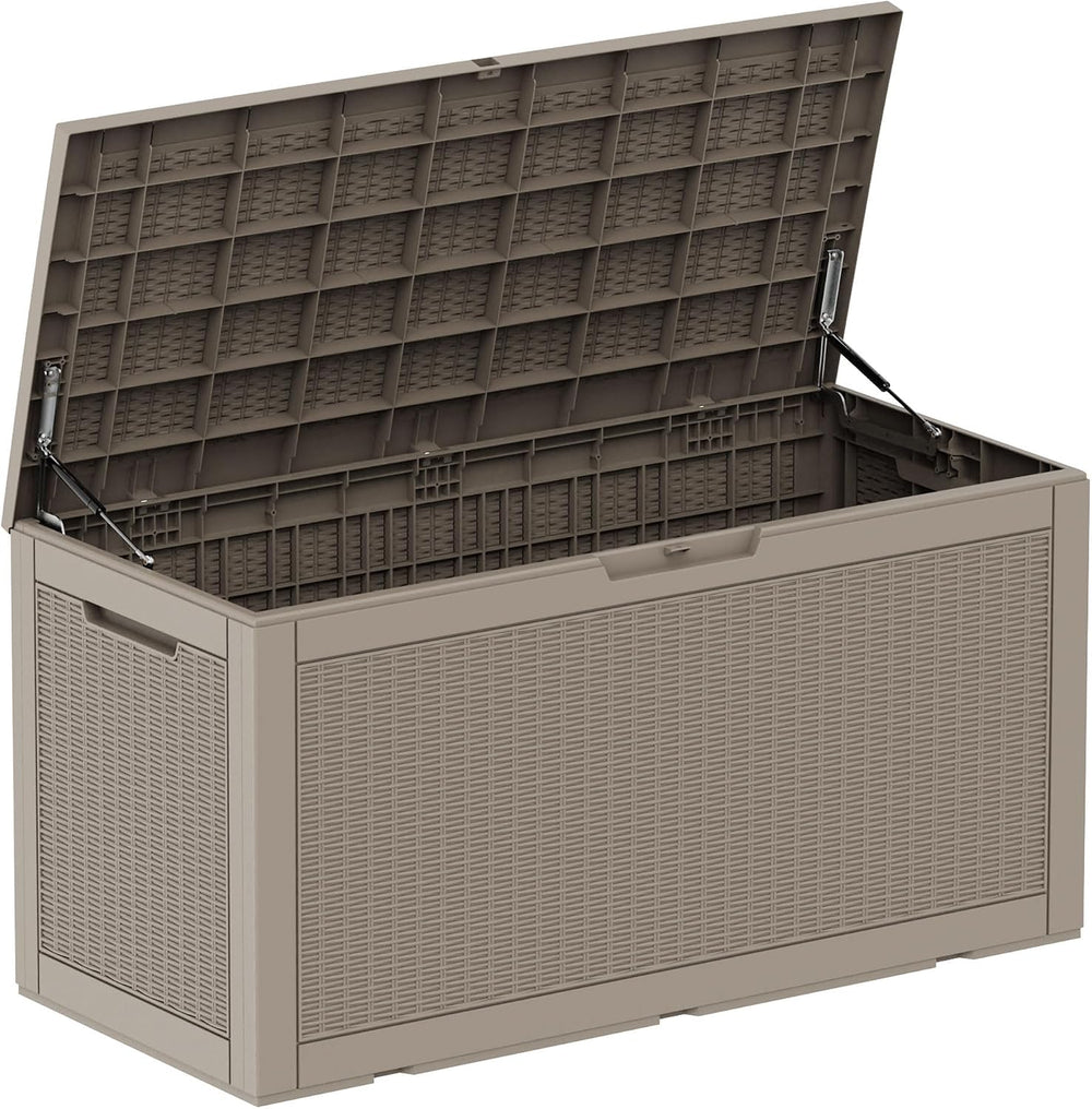 170 Gallon Resin Deck Box, Outdoor Storage Box, Waterproof UV Resistant Locka...