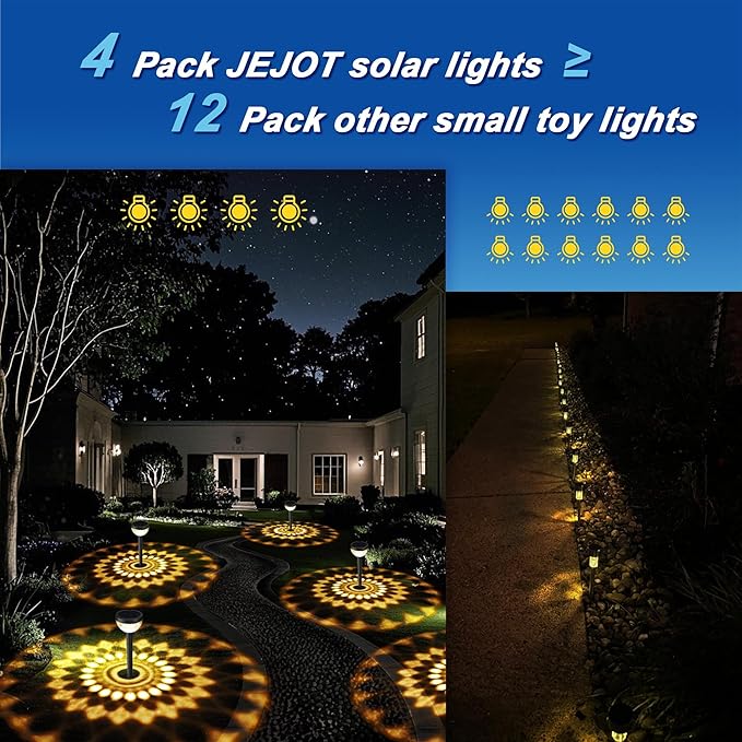 4 Pack Solar Flood Light, Security Lights,Pathway Lights with 2CCT(Warm and C...