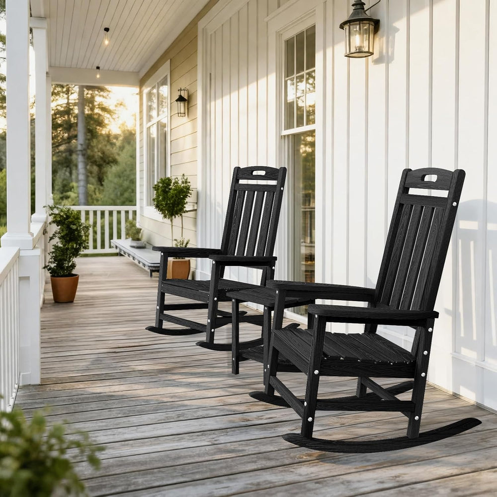 Oversized Outdoor Rocking Chair, HDPE Plastic High Back Rocking Chairs