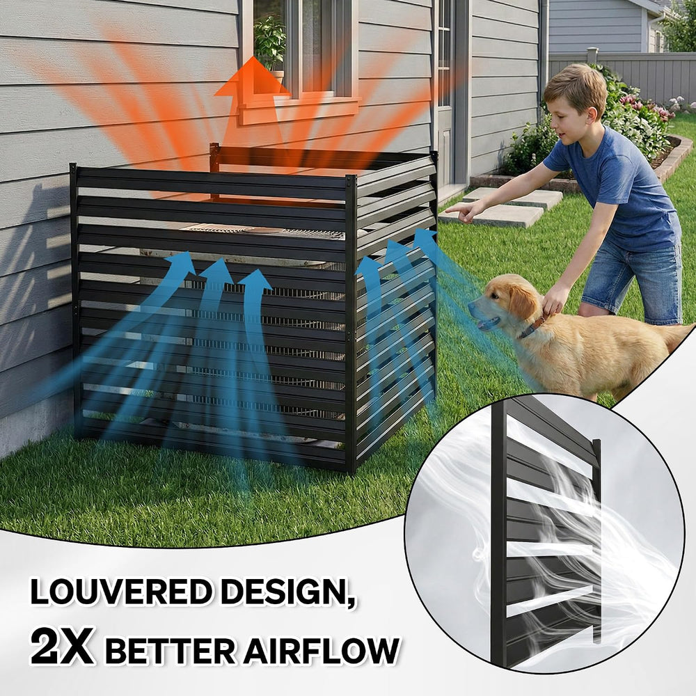 Metal Air Conditioner Fence 3 Panels - 38" W x 40" H Outdoor Privac...