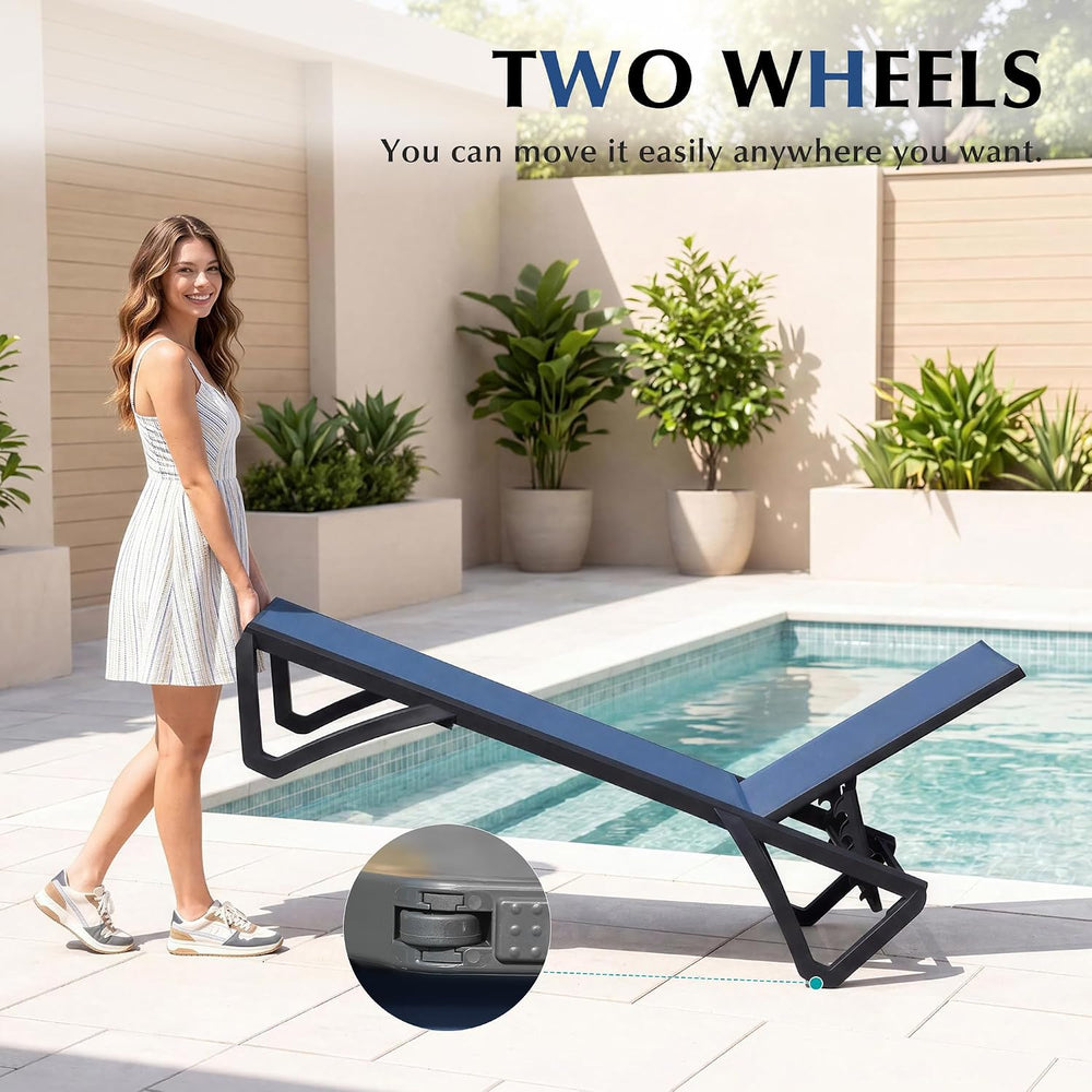 Domi Aluminum Pool Lounge Chair Outdoor Set of 2 Chaise Lounge Outdoor