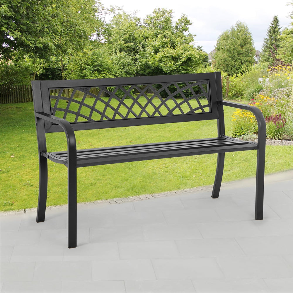 BestMassage | 45.5" Outdoor Garden Bench | Black | 400lbs Load Capacity