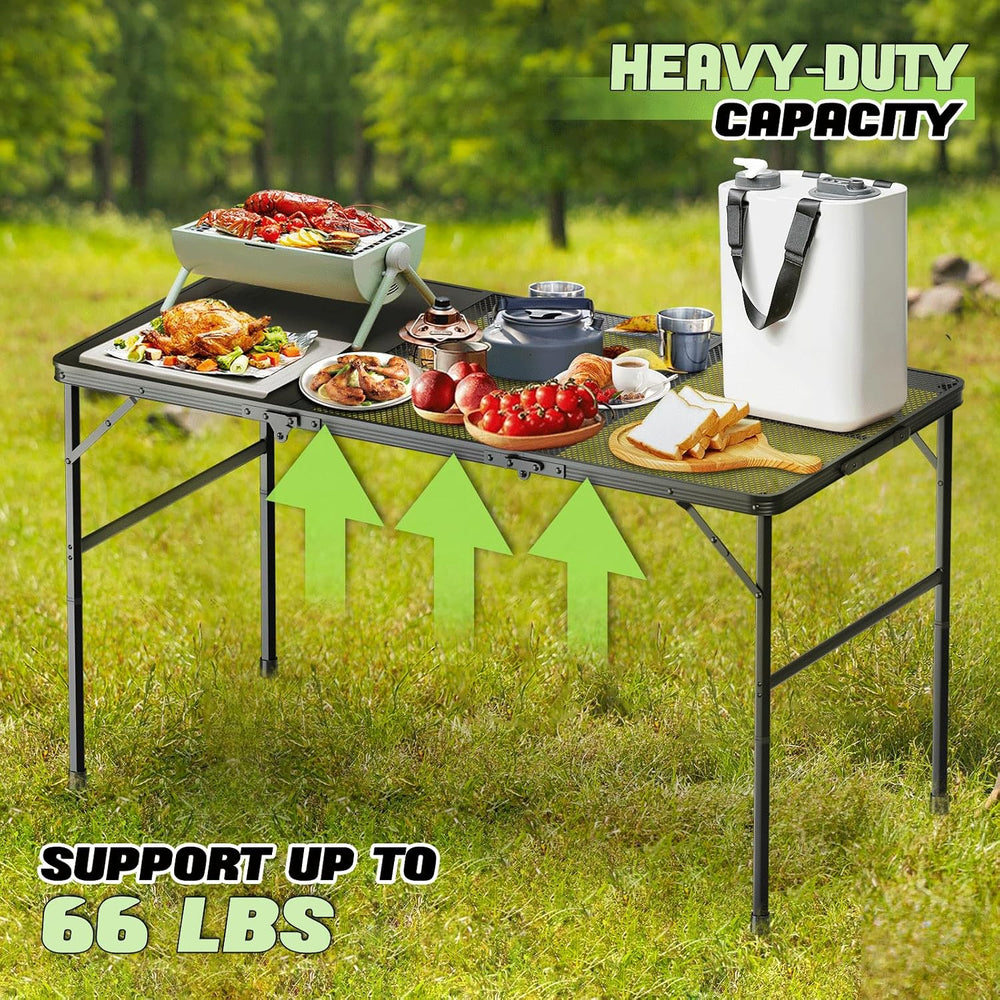 Magshion Portable 4FT Folding Table, Three-fold Grill Picnic Table, Lightweig...