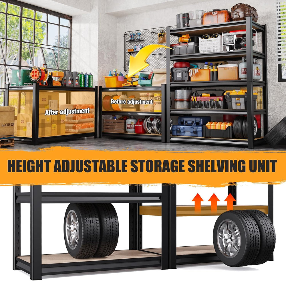 Set of 4 Garage Shelving Heavy Duty Storage Shelves, Metal Adjustable Shelvin...