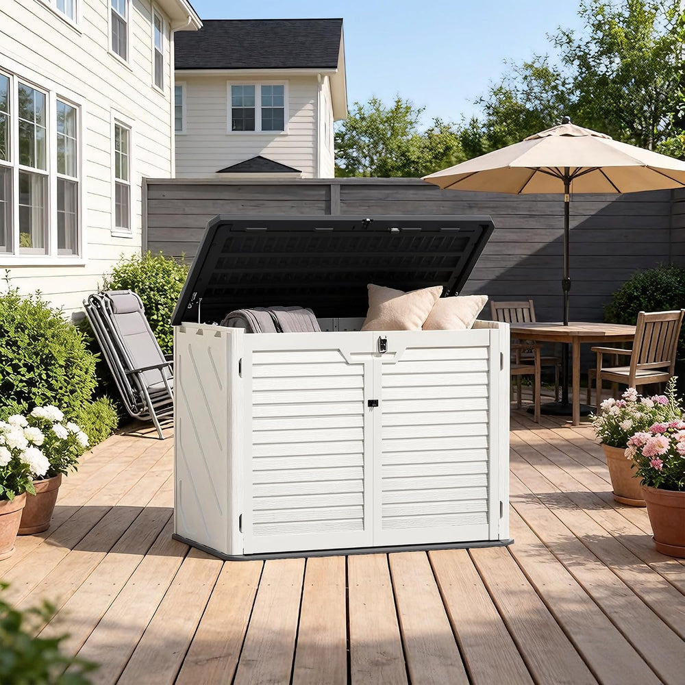 31 Cu.Ft Outdoor Storage, Lockable Vertical Resin Outdoor Storage Cabinet wit...